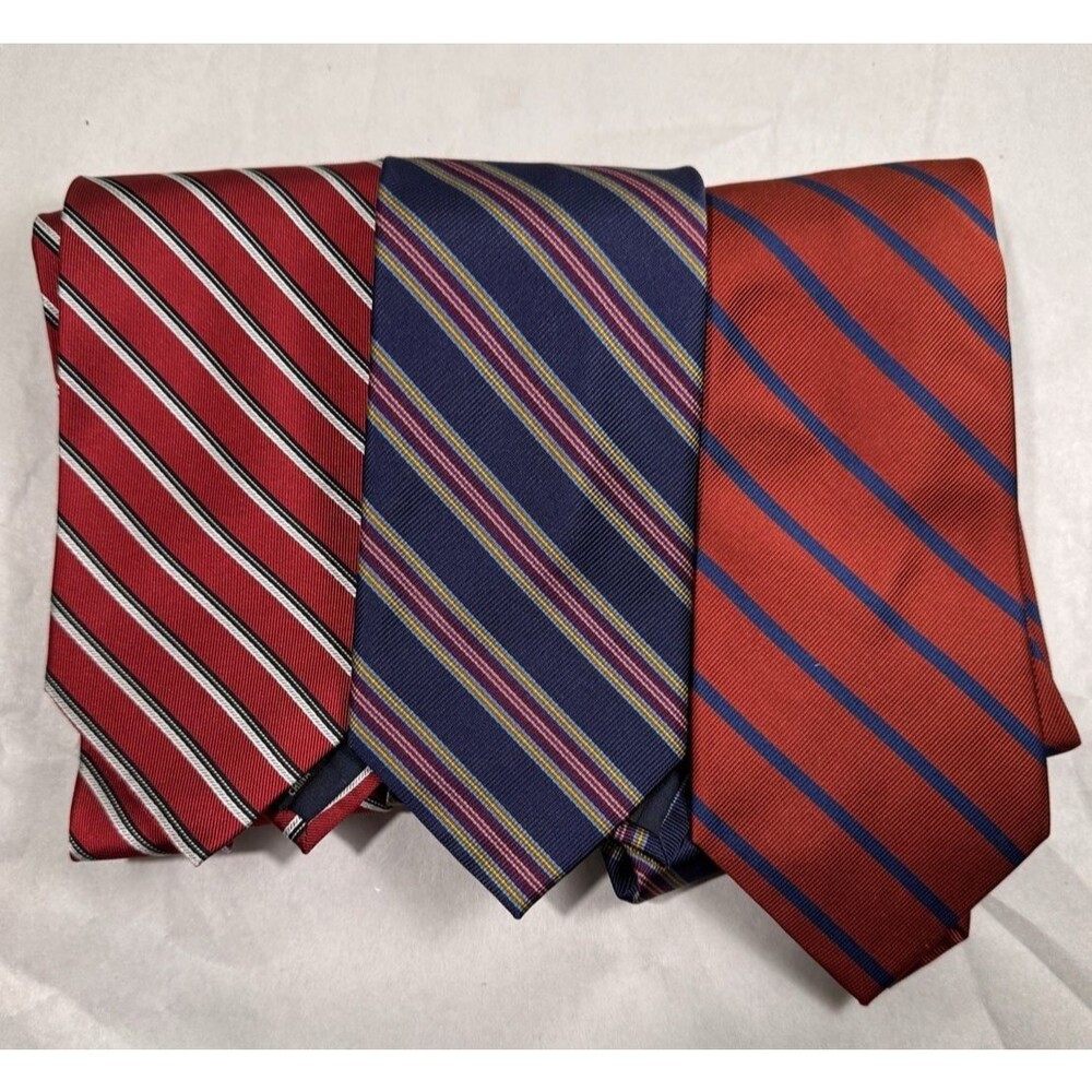 NWT Jos A Bank Mens Silk Ties Lot (3) Stripes 100% Silk